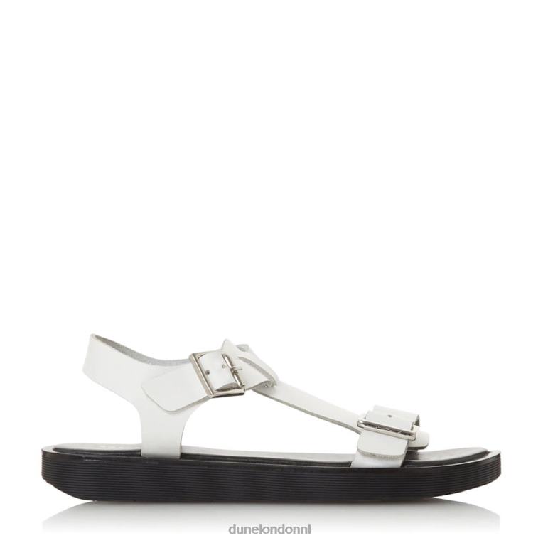 vrouwen R6DFZ421 langlie wit Dune London platte sandalen met dikke gesp