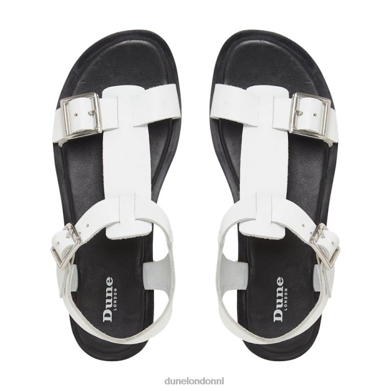 vrouwen R6DFZ421 langlie wit Dune London platte sandalen met dikke gesp