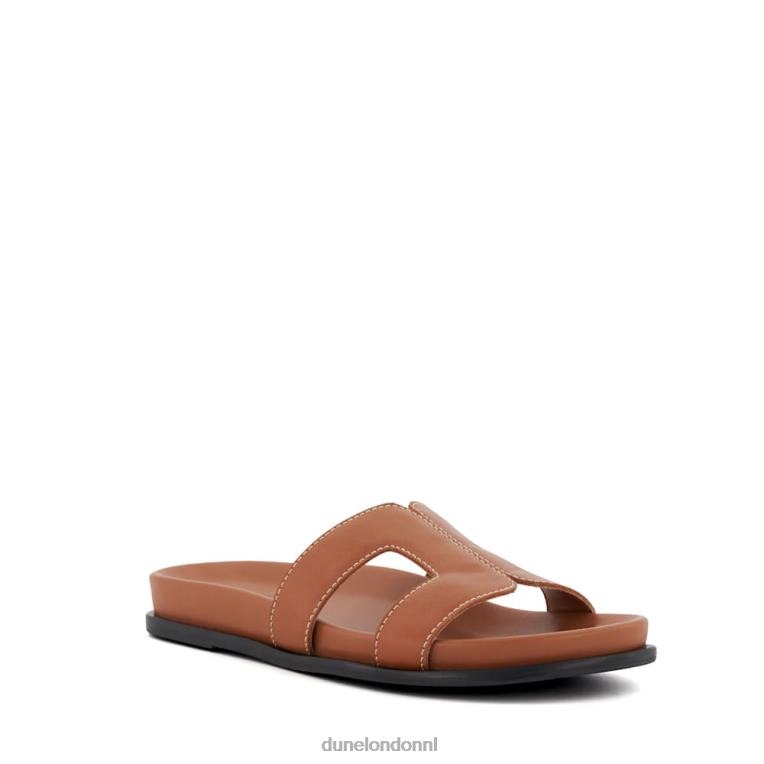 vrouwen R6DFZ426 loupa bruinen Dune London Comfortabele schuifsandalen met doorgestikt detail en voetbed - Klik op de afbeelding om het venster te sluiten