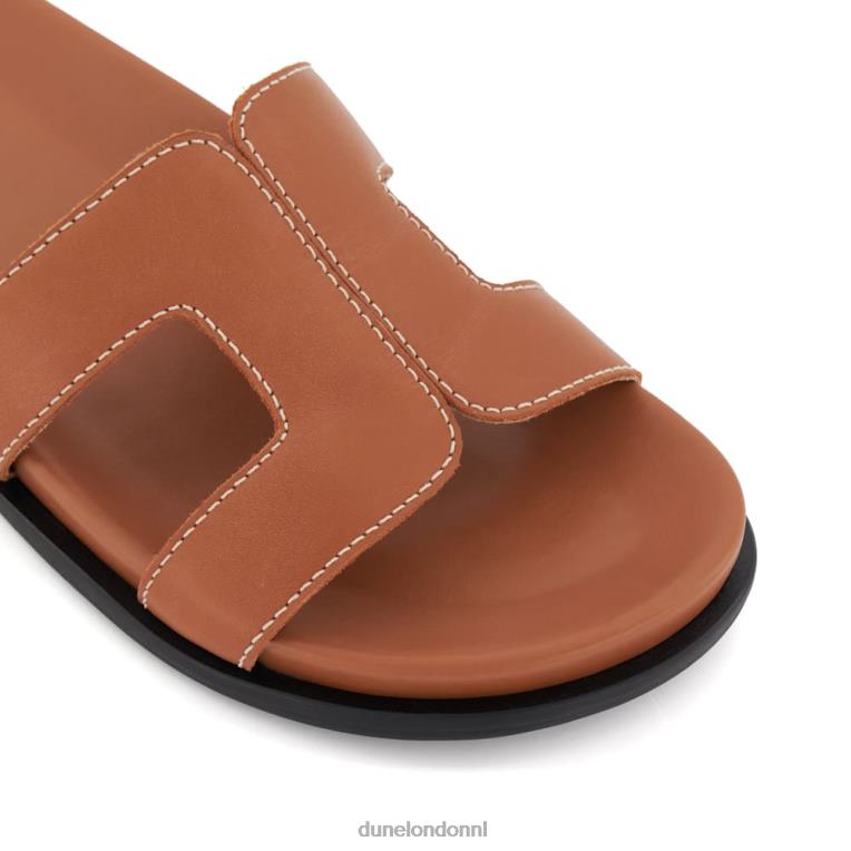 vrouwen R6DFZ426 loupa bruinen Dune London Comfortabele schuifsandalen met doorgestikt detail en voetbed