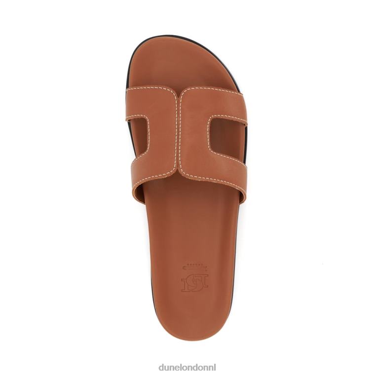 vrouwen R6DFZ426 loupa bruinen Dune London Comfortabele schuifsandalen met doorgestikt detail en voetbed