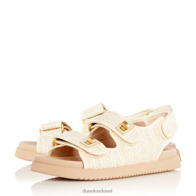 vrouwen R6DFZ431 lockstockk natuurlijk Dune London Platte sandalen met dubbele band en draaisluiting