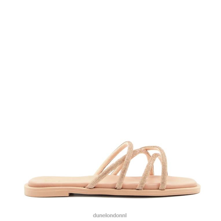 vrouwen R6DFZ451 leliebet blozen Dune London Platte sandalen met gekruiste bandjes en diamanten