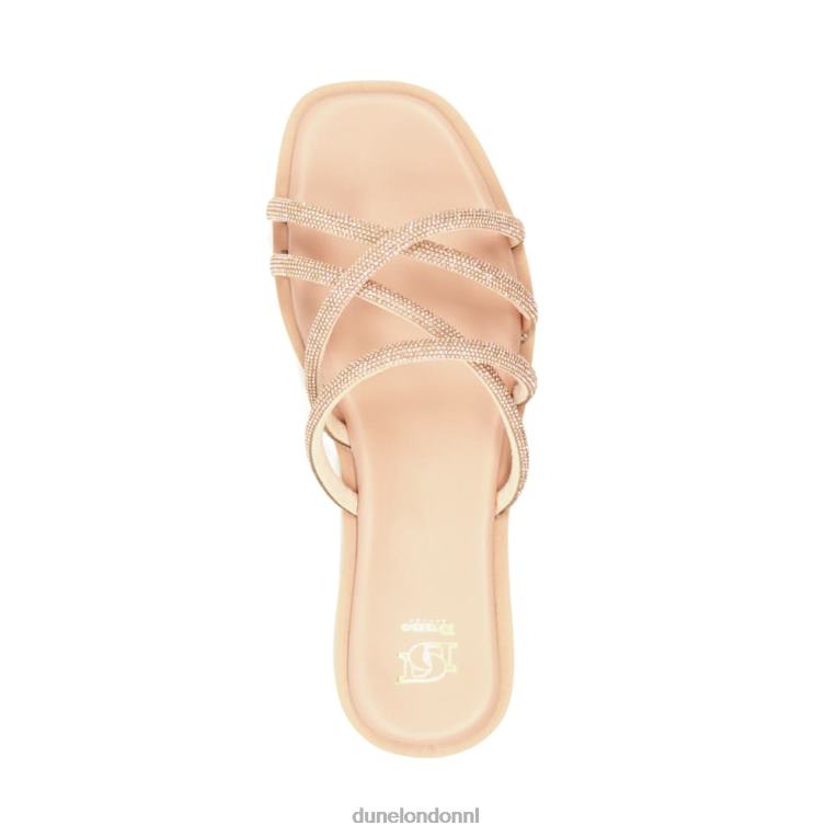 vrouwen R6DFZ451 leliebet blozen Dune London Platte sandalen met gekruiste bandjes en diamanten