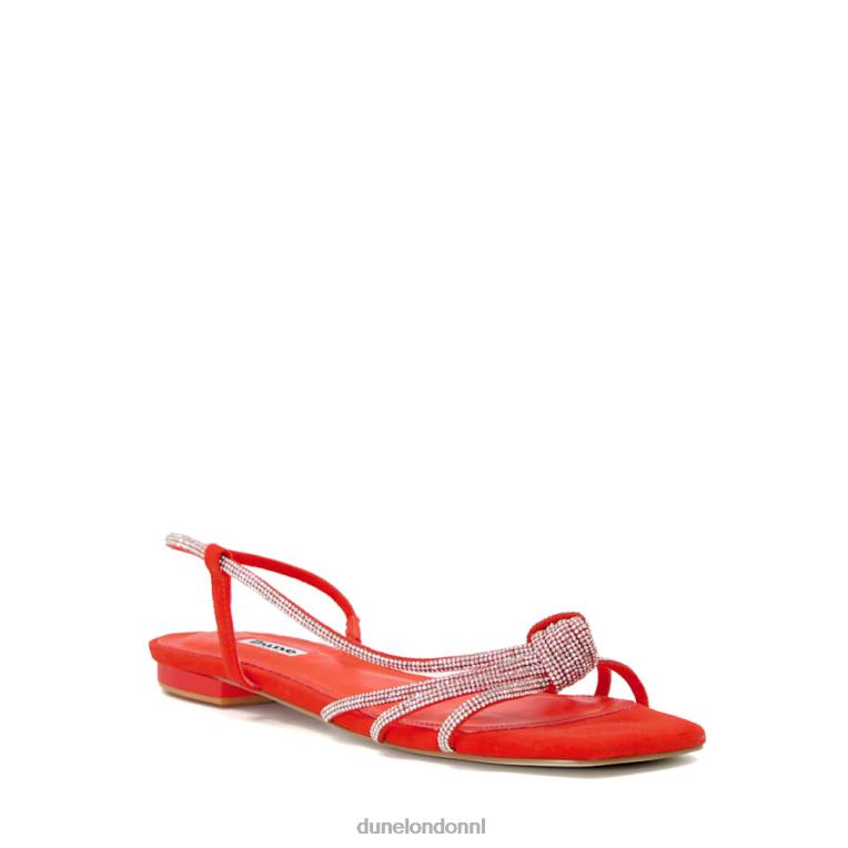 vrouwen R6DFZ462 nee oranje Dune London Platte sandalen met diamanten knoop