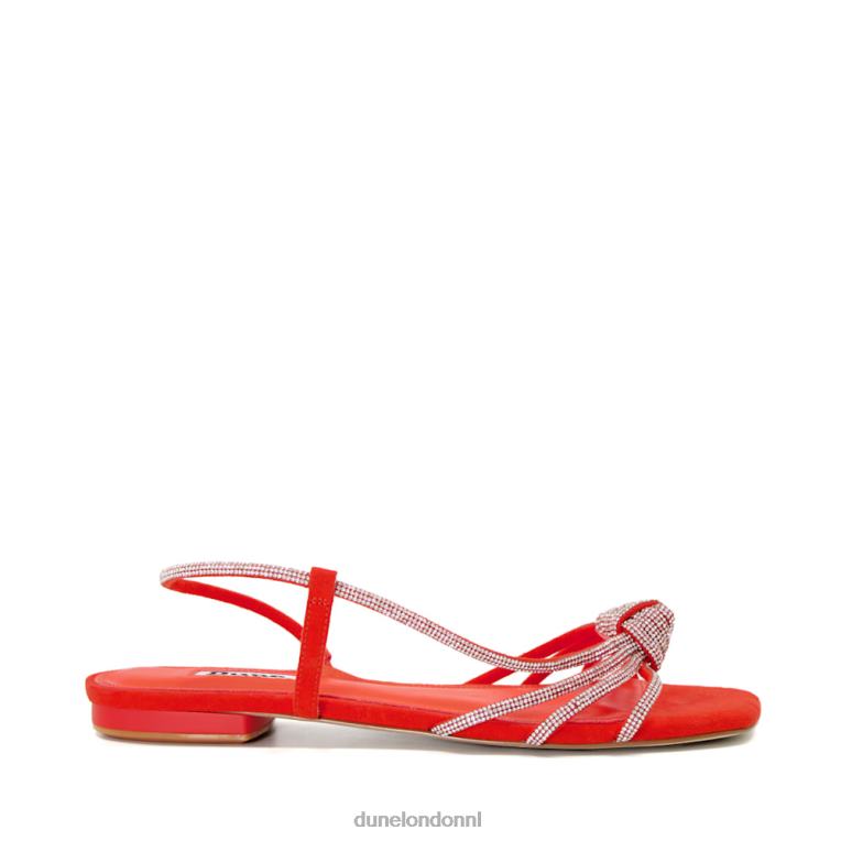 vrouwen R6DFZ462 nee oranje Dune London Platte sandalen met diamanten knoop