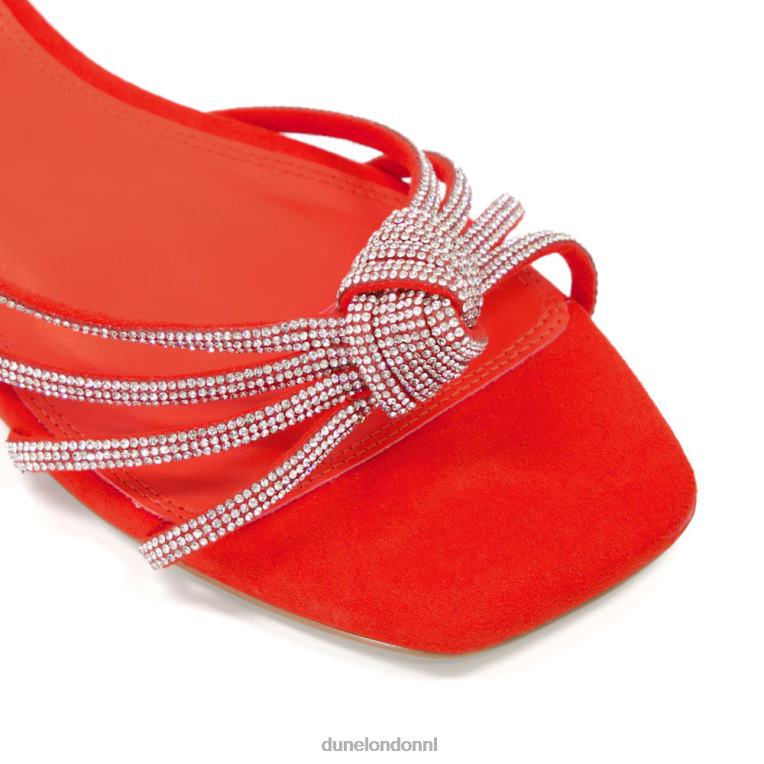 vrouwen R6DFZ462 nee oranje Dune London Platte sandalen met diamanten knoop