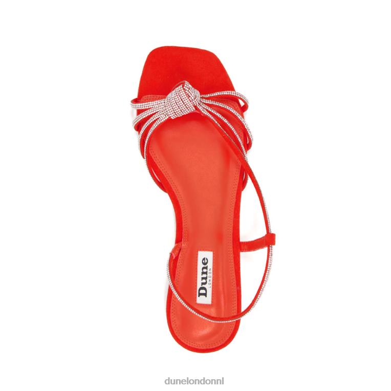 vrouwen R6DFZ462 nee oranje Dune London Platte sandalen met diamanten knoop