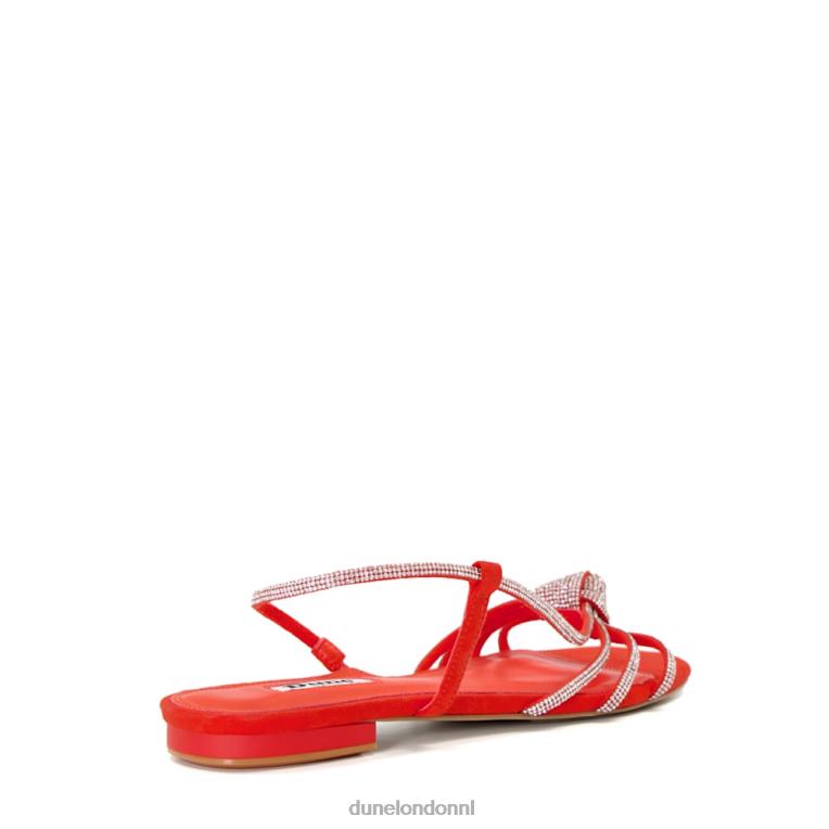 vrouwen R6DFZ462 nee oranje Dune London Platte sandalen met diamanten knoop