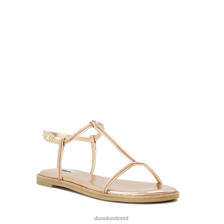 vrouwen R6DFZ466 vertellen rosé goud Dune London Sandalen met platte t-bar en diamanten - Klik op de afbeelding om het venster te sluiten