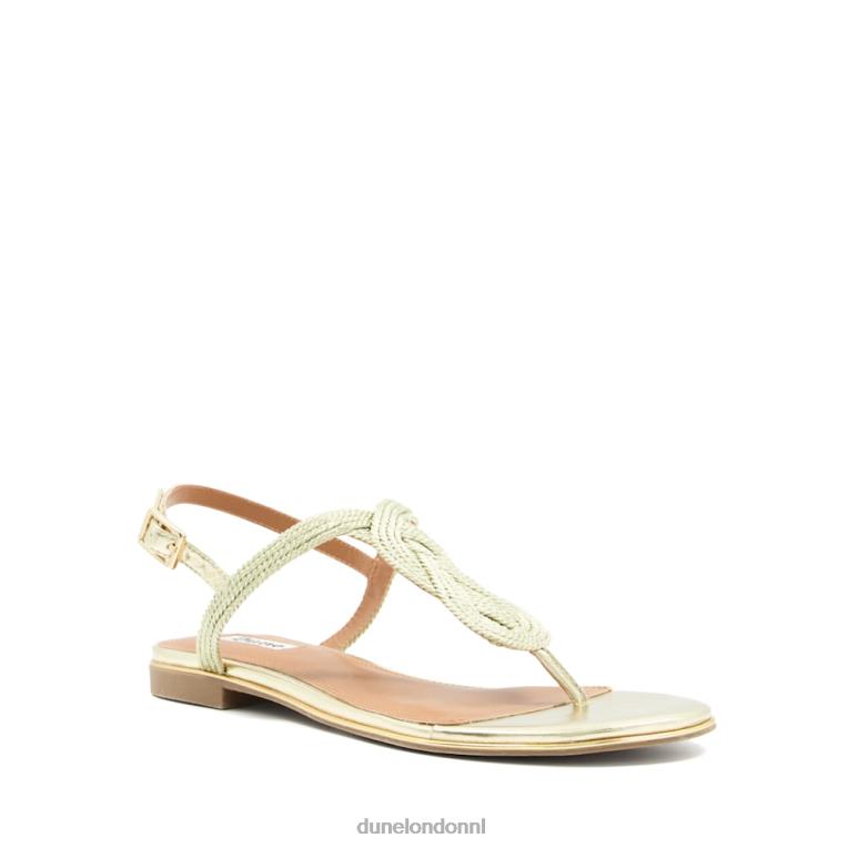 vrouwen R6DFZ548 logica goud Dune London Platte sandalen met stringband