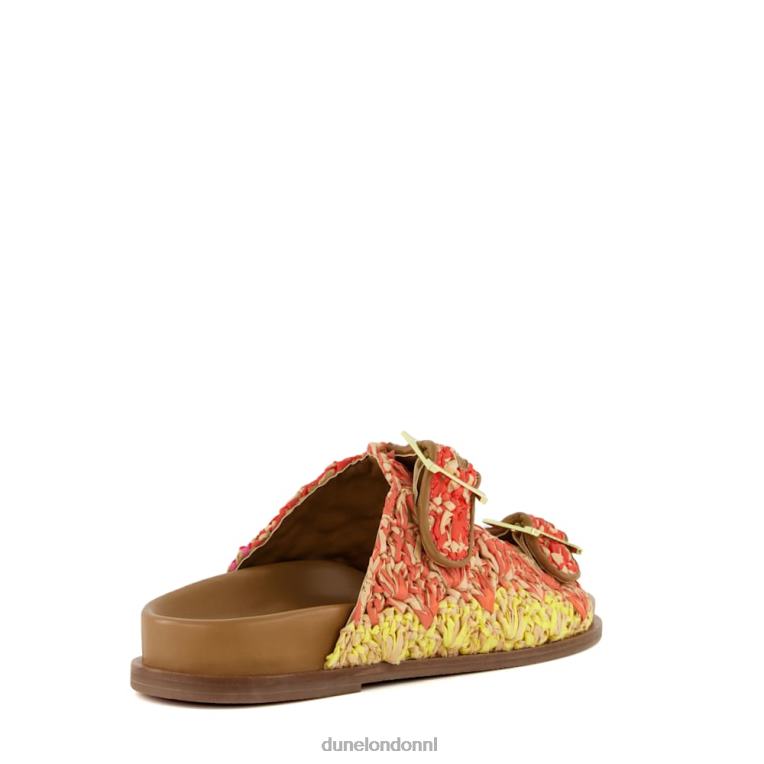 vrouwen R6DFZ57 lolita's multi Dune London platte raffia-dia's met knikken