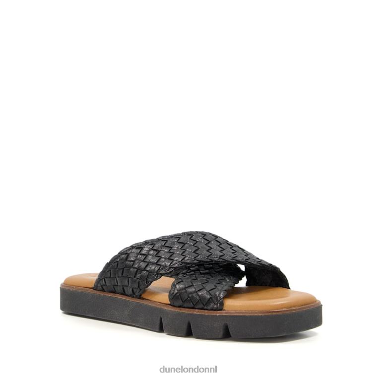 vrouwen R6DFZ596 Lexey zwart Dune London geweven leren sliders