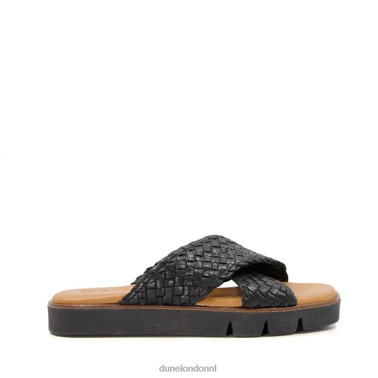 vrouwen R6DFZ596 Lexey zwart Dune London geweven leren sliders