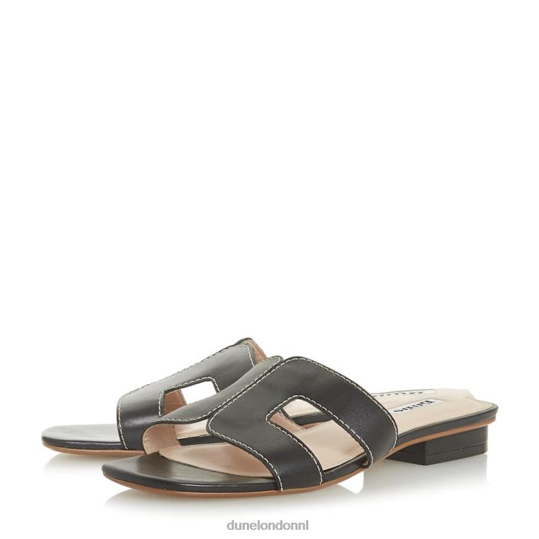 vrouwen R6DFZ632 loep zwart Dune London slimme slider-sandalen