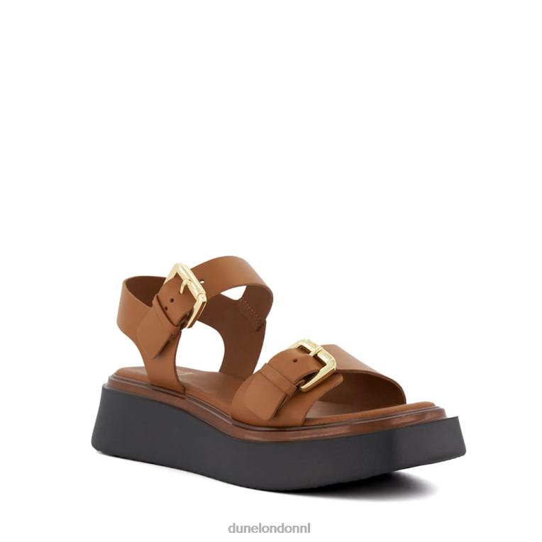 vrouwen R6DFZ675 Loel bruinen Dune London casual leren platte sandalen - Klik op de afbeelding om het venster te sluiten