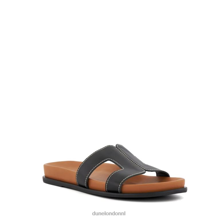 vrouwen R6DFZ6 loupa zwart Dune London Comfortabele schuifsandalen met doorgestikt detail en voetbed