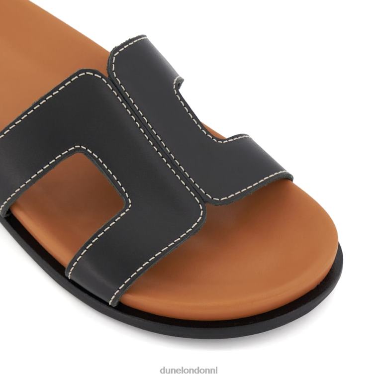 vrouwen R6DFZ6 loupa zwart Dune London Comfortabele schuifsandalen met doorgestikt detail en voetbed