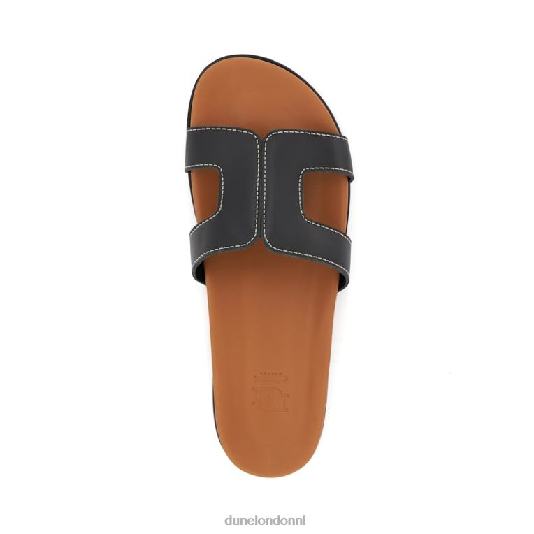 vrouwen R6DFZ6 loupa zwart Dune London Comfortabele schuifsandalen met doorgestikt detail en voetbed