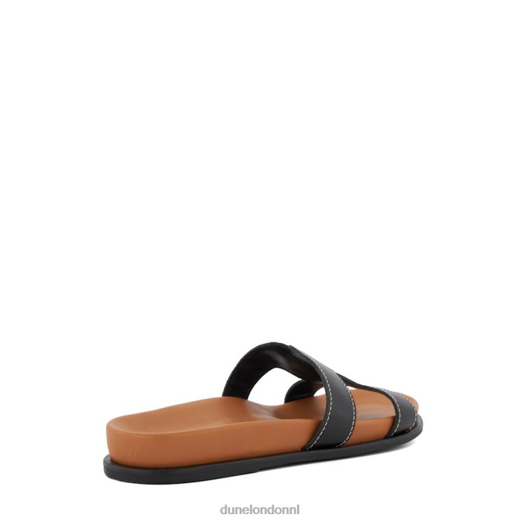 vrouwen R6DFZ6 loupa zwart Dune London Comfortabele schuifsandalen met doorgestikt detail en voetbed