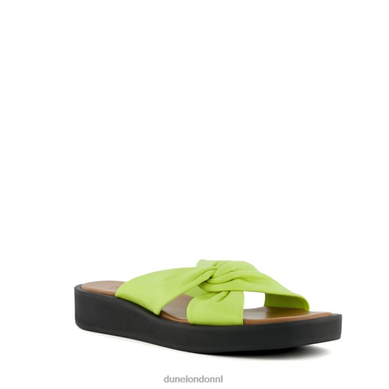 vrouwen R6DFZ71 lizo limoen groen Dune London Leren platte sandalen met geknoopte bandjes - Klik op de afbeelding om het venster te sluiten