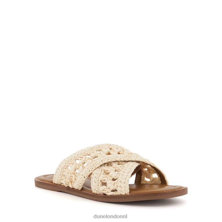 vrouwen R6DFZ85 niveau natuurlijk Dune London gehaakte platte sandalen