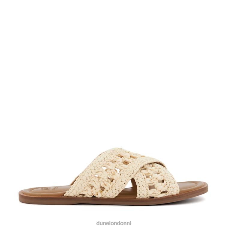 vrouwen R6DFZ85 niveau natuurlijk Dune London gehaakte platte sandalen