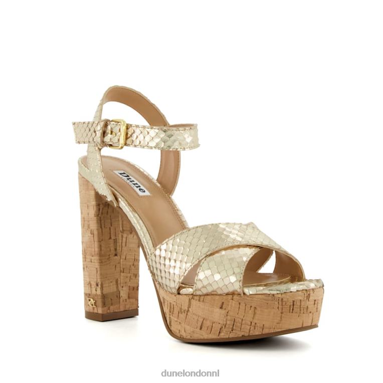 vrouwen R6DFZ120 jaloers goud Dune London Sandalen met kurkplatform