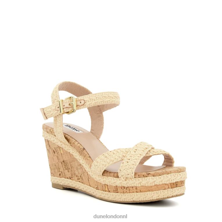 vrouwen R6DFZ127 kelisa natuurlijk Dune London Sandalen met gevlochten kurken sleehak en gekruiste bandjes