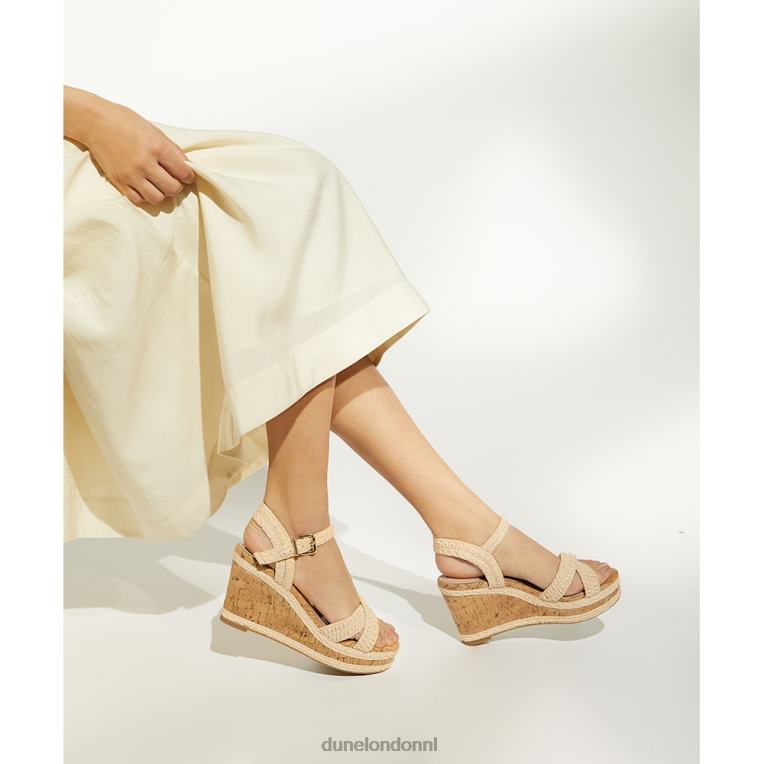 vrouwen R6DFZ127 kelisa natuurlijk Dune London Sandalen met gevlochten kurken sleehak en gekruiste bandjes