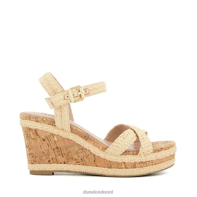 vrouwen R6DFZ127 kelisa natuurlijk Dune London Sandalen met gevlochten kurken sleehak en gekruiste bandjes