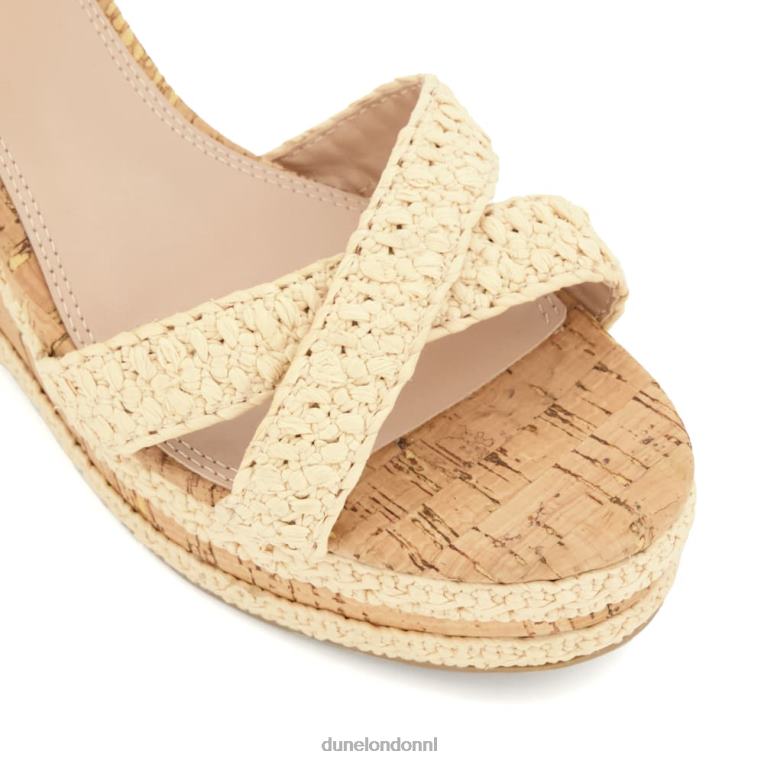 vrouwen R6DFZ127 kelisa natuurlijk Dune London Sandalen met gevlochten kurken sleehak en gekruiste bandjes