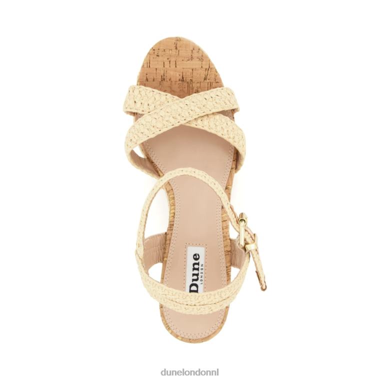 vrouwen R6DFZ127 kelisa natuurlijk Dune London Sandalen met gevlochten kurken sleehak en gekruiste bandjes