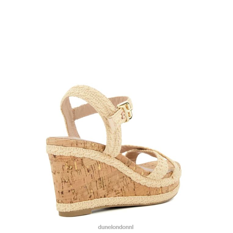 vrouwen R6DFZ127 kelisa natuurlijk Dune London Sandalen met gevlochten kurken sleehak en gekruiste bandjes