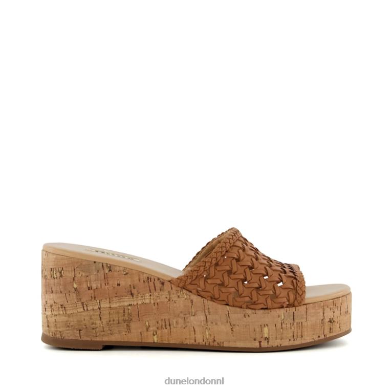 vrouwen R6DFZ138 Katey bruinen Dune London geweven kurk-sleehaksandalen