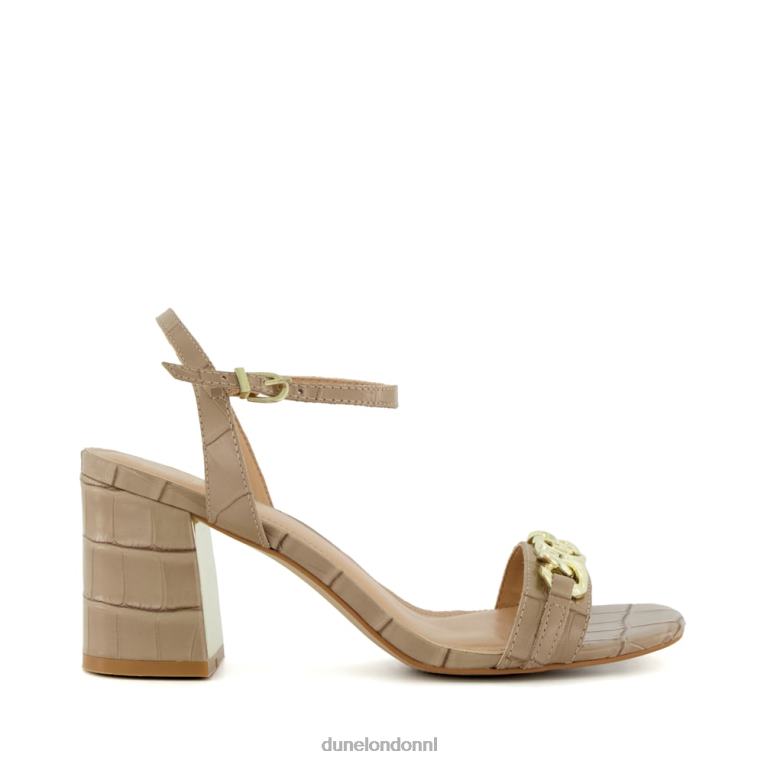 vrouwen R6DFZ170 handmatig taupe Dune London Sandalen met blokhak en kettingversiering met merklogo