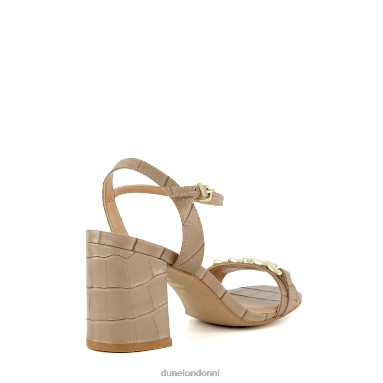 vrouwen R6DFZ170 handmatig taupe Dune London Sandalen met blokhak en kettingversiering met merklogo