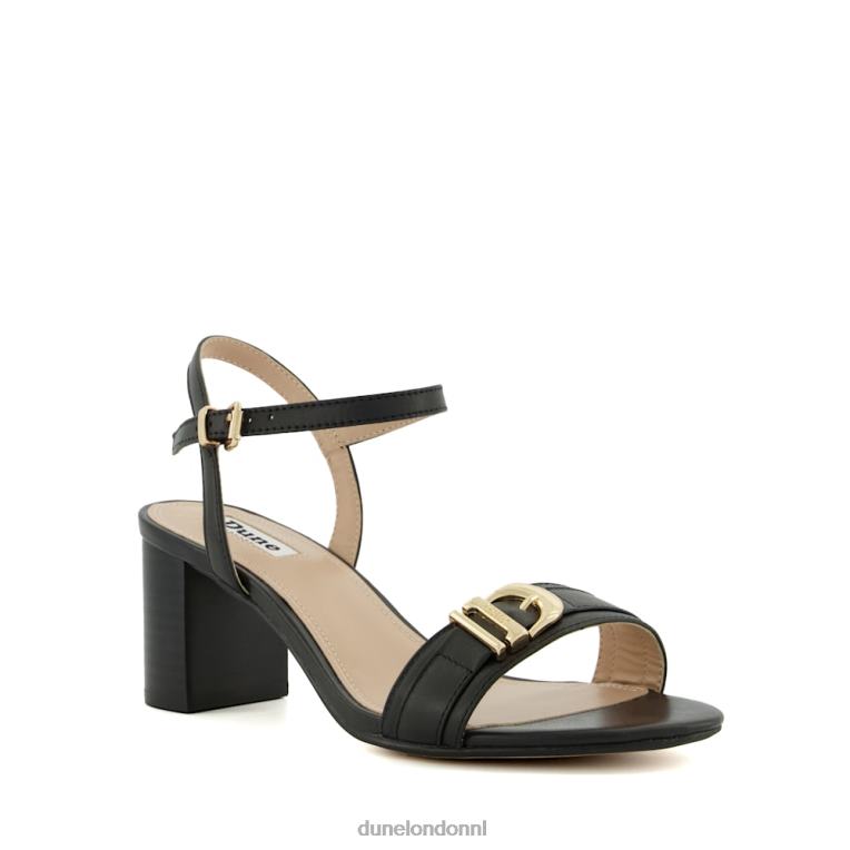 vrouwen R6DFZ196 jessie zwart Dune London Sandalen met hak en brede pasvorm met merkgesp