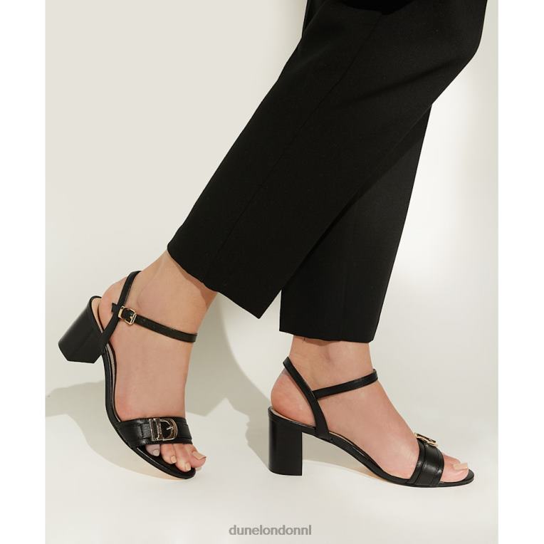 vrouwen R6DFZ196 jessie zwart Dune London Sandalen met hak en brede pasvorm met merkgesp