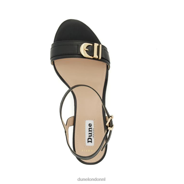 vrouwen R6DFZ196 jessie zwart Dune London Sandalen met hak en brede pasvorm met merkgesp