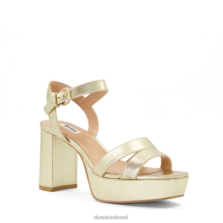 vrouwen R6DFZ278 gesmolten goud Dune London Platformsandalen van metallic leer