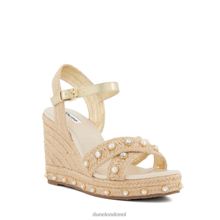 vrouwen R6DFZ30 kees natuurlijk Dune London Sandalen met sleehak van parelband en raffia