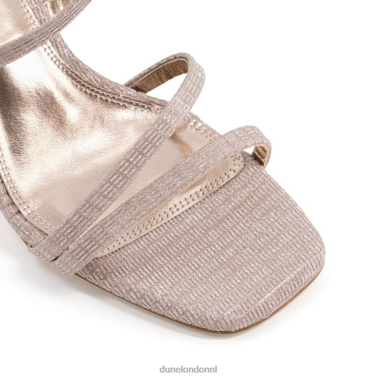 vrouwen R6DFZ338 muzikaal rosé goud Dune London Sandalen met hak en vierkante neus met brede pasvorm