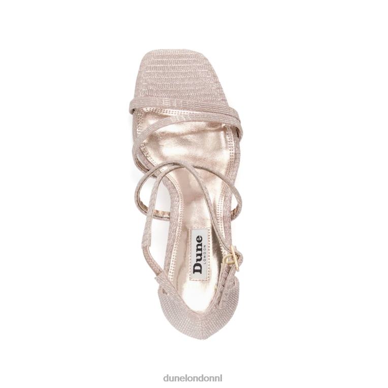 vrouwen R6DFZ338 muzikaal rosé goud Dune London Sandalen met hak en vierkante neus met brede pasvorm