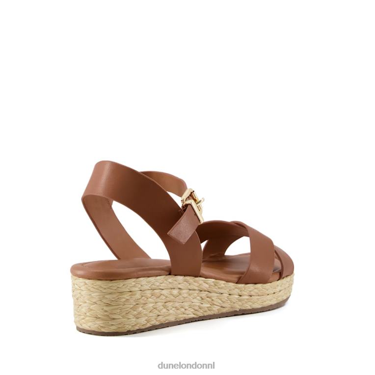 vrouwen R6DFZ345 Linnie bruinen Dune London Geweven platte sandalen met brede pasvorm