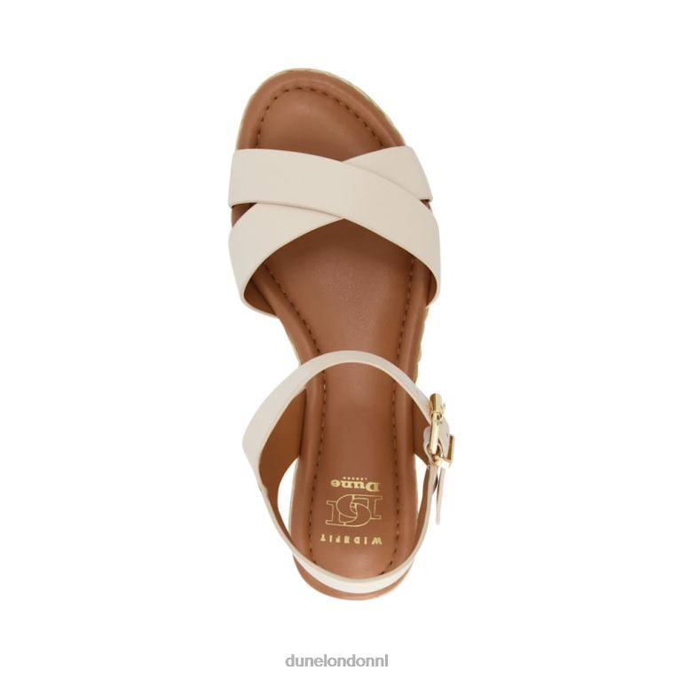 vrouwen R6DFZ346 Linnie ecru Dune London Geweven platte sandalen met brede pasvorm