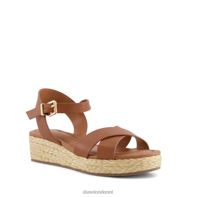 vrouwen R6DFZ347 Linnie bruinen Dune London geweven platte sandalen