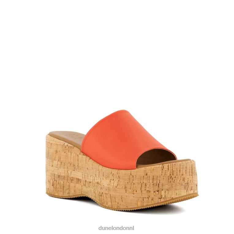 vrouwen R6DFZ37 kion oranje Dune London Platte leren sandalen van kurk - Klik op de afbeelding om het venster te sluiten