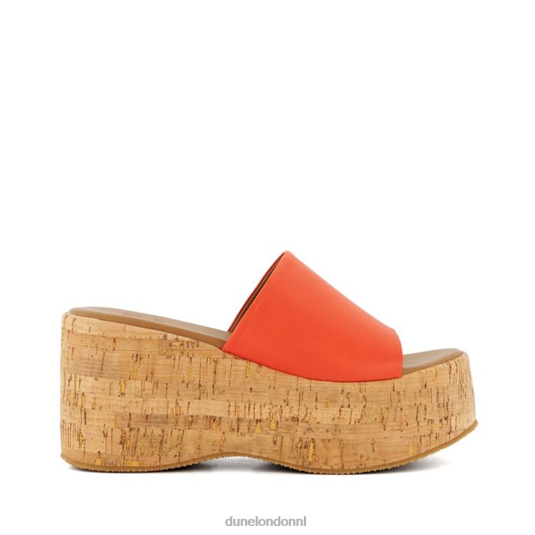 vrouwen R6DFZ37 kion oranje Dune London Platte leren sandalen van kurk