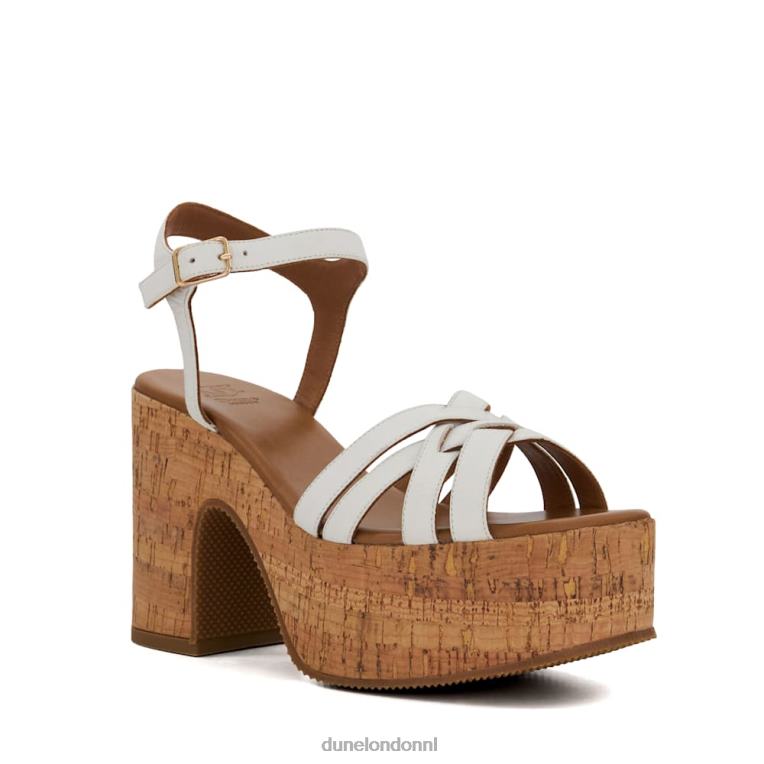 vrouwen R6DFZ39 ik heb wit Dune London Leren sandalen met kurkplatform